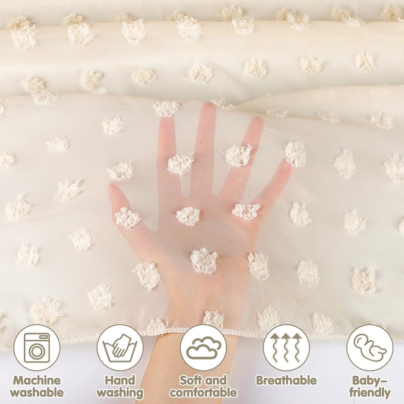 jiangcha Bed Canopy for Girls - Princess Bed Canopy - Crib Canopy for Boys and Girls Bedroom Decor, Suitable for Use in Cribs Canopy Bed Curtains (Beige) - Image 4